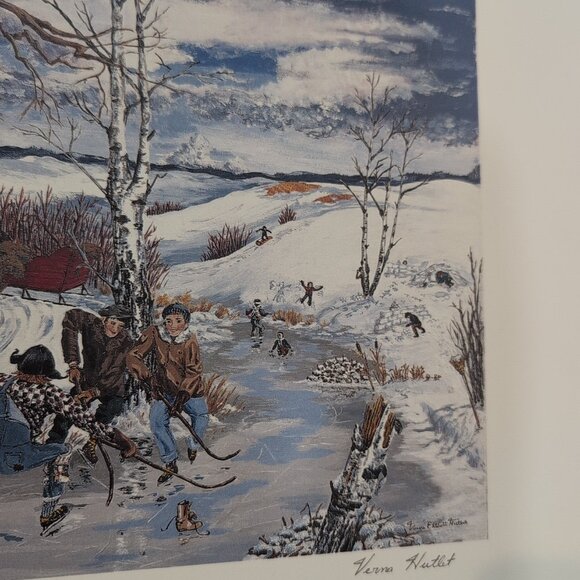 Verna E. Hutlet Winter Pond Hockey Print Numbered 58/100 Signed - Picture 9 of 9